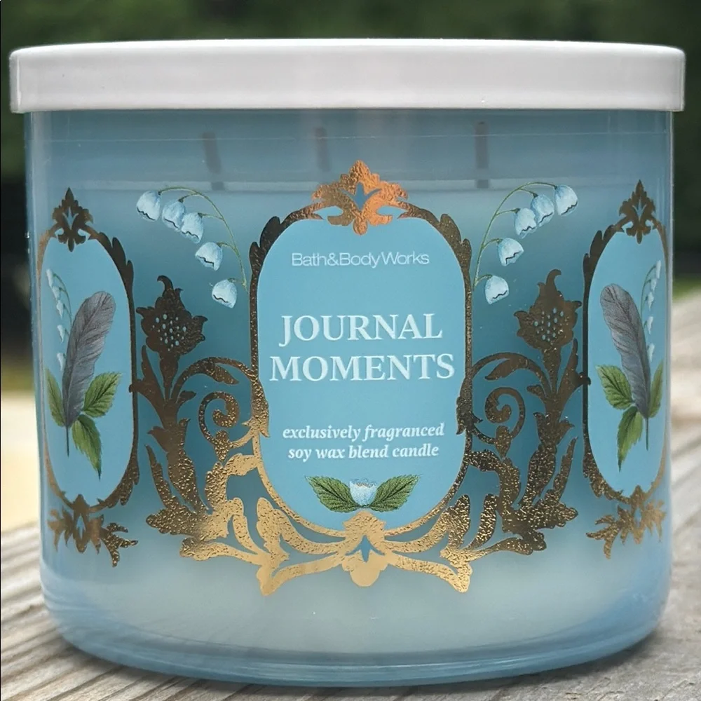 Bath & Body Works Journal Moments 3 Wick Candle With White Decorative Lid